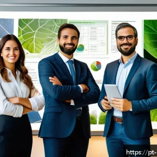Home 31 녹색산업 전문가 연봉 전망 - A modern Brazilian corporate office environment showcasing diverse professionals collaborating on su...