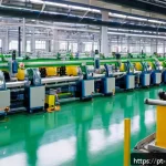 Home 18 녹색산업 업무사례 분석 및 해결책 - A modern Brazilian textile factory interior featuring advanced automation and IoT technology: roboti...